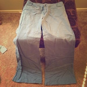 Pale blue, linen pants with bell bottoms